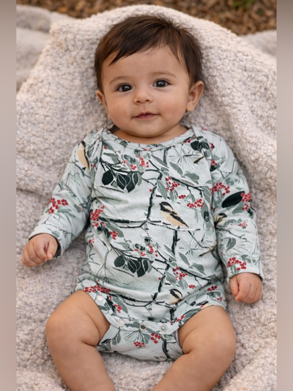 kate quinn Bird Print Long-Sleeve Baby Bodysuit